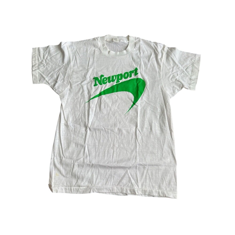 Vintage Newport Cigarettes T Shirt Screen Stars Large White Green USA Promo Tee